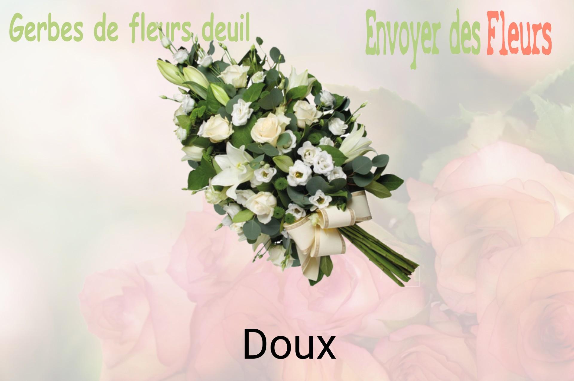 Gerbe de fleurs de deuil livrée à Doux